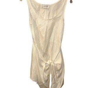 Anemos greece white linen mini.dress or long tunic top wrap tie front S